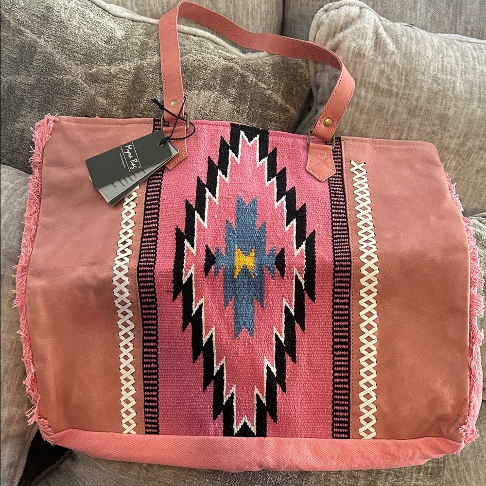 Sold🔥Myra Bag Pink and Blue Western Patterned Tote